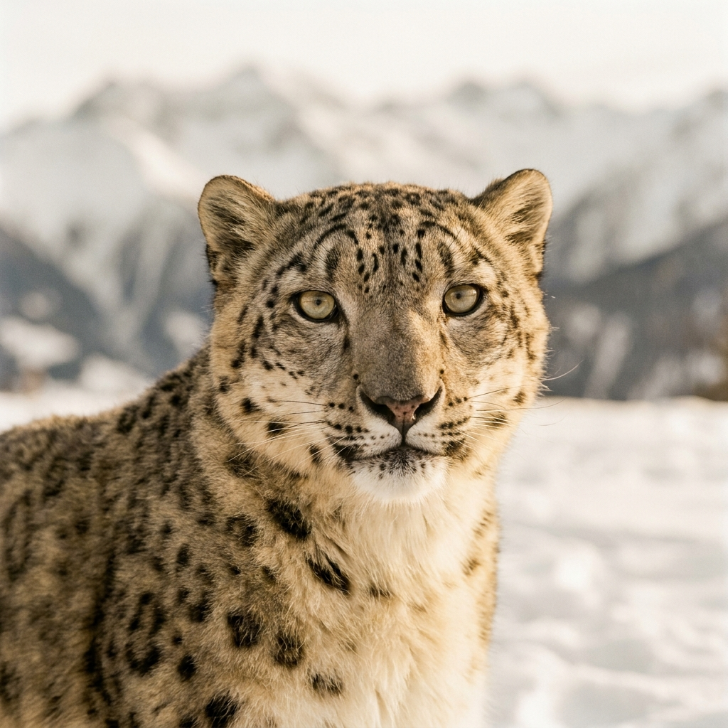 Snow leopard portrait — the species this issue's contributions support